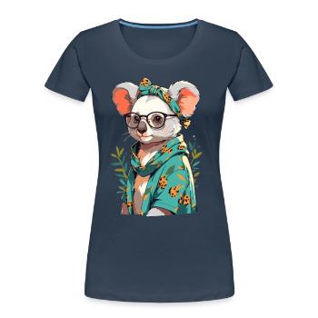 Drôle Koala Maman Mignon Koala Ours Amour - T-shirt bio Premium Femme - bleu marine - Devant - Mia (176cm)