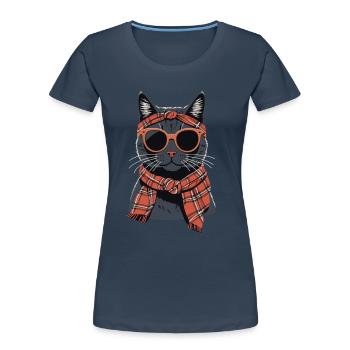 Cute Cat Mom Cat Lover Mom Style - Women's Premium Organic T-Shirt - navy - Front - Mia (176cm)