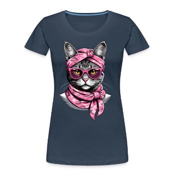 Cute Cat Mom Cat Lover Mom Style - Women's Premium Organic T-Shirt - navy - Front - Mia (176cm)