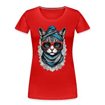 Cute Cat Mom Cat Lover Mom Style - Women's Premium Organic T-Shirt - navy - Front - Mia (176cm)