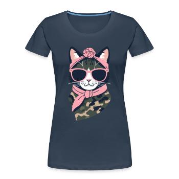 Cute Cat Mom Cat Lover Mom Style - Women's Premium Organic T-Shirt - navy - Front - Mia (176cm)