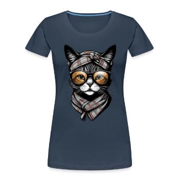 Cute Cat Mom Cat Lover Mom Style - Women's Premium Organic T-Shirt - navy - Front - Mia (176cm)
