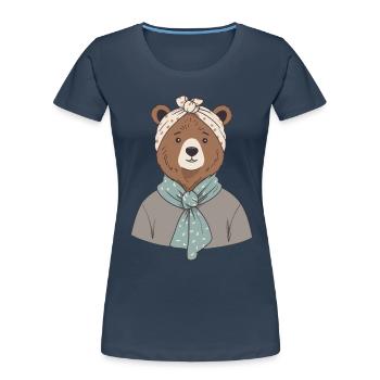 Drôle Maman Ours Mère Ours Ours Amoureux de l’Ours - T-shirt bio Premium Femme - bleu marine - Devant - Mia (176cm)