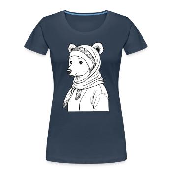 Drôle Maman Ours Mère Ours Ours Amoureux de l’Ours - T-shirt bio Premium Femme - bleu marine - Devant - Mia (176cm)