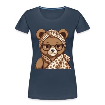 Drôle Maman Ours Mère Ours Ours Amoureux de l’Ours - T-shirt bio Premium Femme - bleu marine - Devant - Mia (176cm)