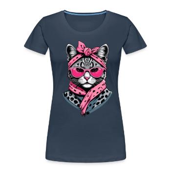 Cute Cat Mom Cat Lover Mom Style - Women's Premium Organic T-Shirt - navy - Front - Mia (176cm)