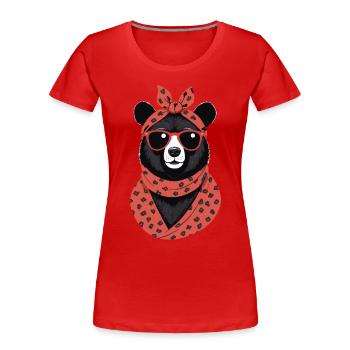 Drôle Maman Ours Mère Ours Ours Amoureux de l’Ours - T-shirt bio Premium Femme - bleu marine - Devant - Mia (176cm)