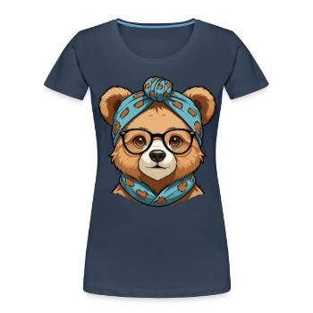 Funny Mama Bear Mother Bear Bear Lover - Women's Premium Organic T-Shirt - navy - Front - Mia (176cm)