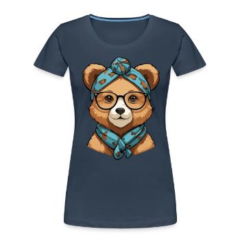 Drôle Maman Ours Mère Ours Ours Amoureux de l’Ours - T-shirt bio Premium Femme - bleu marine - Devant - Mia (176cm)