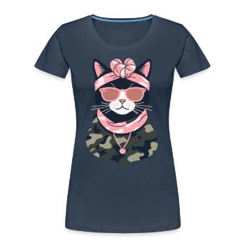 Cute Cat Mom Cat Lover Style - Women's Premium Organic T-Shirt - navy - Front - Mia (176cm)