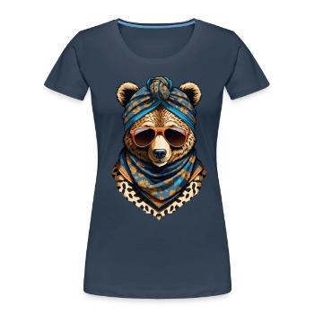 Drôle Maman Ours Mère Ours Ours Amoureux de l’Ours - T-shirt bio Premium Femme - bleu marine - Devant - Mia (176cm)