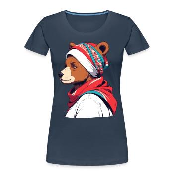 Drôle Maman Ours Mère Ours Ours Amoureux de l’Ours - T-shirt bio Premium Femme - bleu marine - Devant - Mia (176cm)