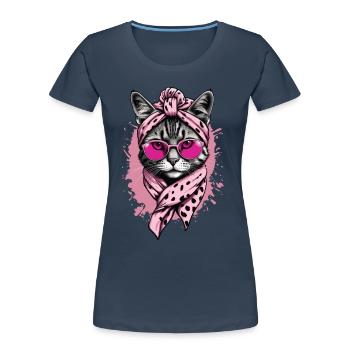 Cute Cat Mom Cat Lover Mom Style - Women's Premium Organic T-Shirt - navy - Front - Mia (176cm)