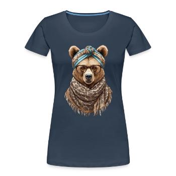 Funny Mama Bear Mother Bear Bear Lover - Women's Premium Organic T-Shirt - navy - Front - Mia (176cm)