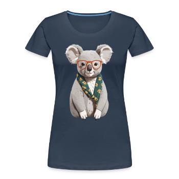 Drôle Koala Maman Mignon Maman Koala Ours - T-shirt bio Premium Femme - bleu marine - Devant - Mia (176cm)