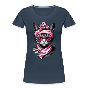 Cute Cat Mom Cat Lover Mom Style - Women's Premium Organic T-Shirt - navy - Front - Mia (176cm)