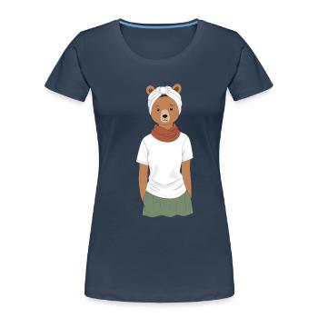 Funny Mama Bear Mother Bear Bear Lover - Women's Premium Organic T-Shirt - navy - Front - Mia (176cm)