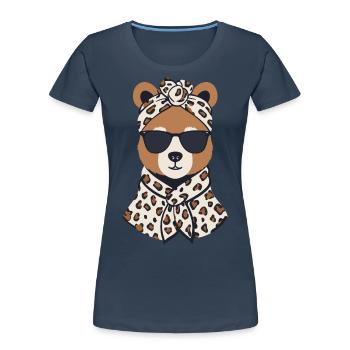 Funny Mama Bear Mother Bear Bear Lover - Women's Premium Organic T-Shirt - navy - Front - Mia (176cm)