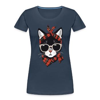 Cute Cat Mom Cat Lover Mom Style - Women's Premium Organic T-Shirt - navy - Front - Mia (176cm)