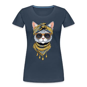Cute Cat Mom Cat Lover Mom Style - Women's Premium Organic T-Shirt - navy - Front - Mia (176cm)