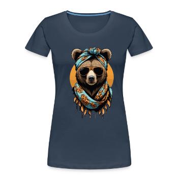 Funny Mama Bear Mother Bear Bear Lover - Women's Premium Organic T-Shirt - navy - Front - Mia (176cm)