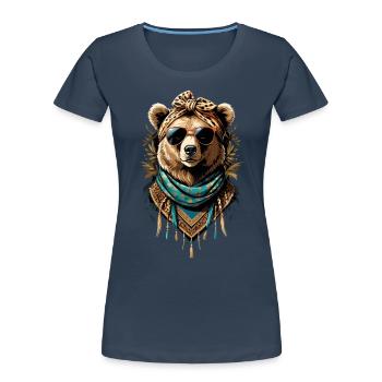 Funny Mama Bear Mother Bear Bear Lover - Women's Premium Organic T-Shirt - navy - Front - Mia (176cm)