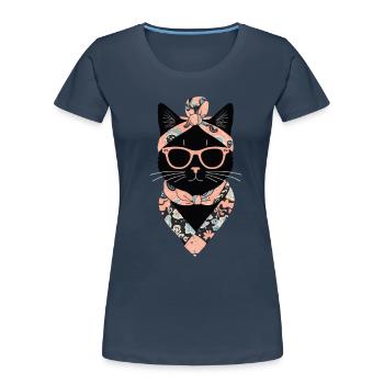 Cute Cat Mom Cat Lover Mom Style - Women's Premium Organic T-Shirt - navy - Front - Mia (176cm)