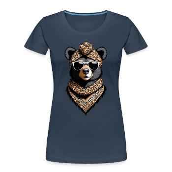 Funny Mama Bear Mother Bear Bear Lover - Women's Premium Organic T-Shirt - navy - Front - Mia (176cm)