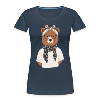 Drôle Maman Ours Mère Ours Ours Amoureux de l’Ours - T-shirt bio Premium Femme - bleu marine - Devant - Mia (176cm)