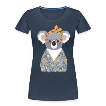 Drôle Koala Maman Mignon Fête des Mères Maman - T-shirt bio Premium Femme - bleu marine - Devant - Mia (176cm)