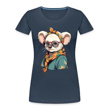 Drôle Koala Maman Mignon Fête Des Mères Amour - T-shirt bio Premium Femme - bleu marine - Devant - Mia (176cm)