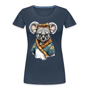 Drôle Koala Maman Mignon Maman Ours Amant - T-shirt bio Premium Femme - bleu marine - Devant - Mia (176cm)