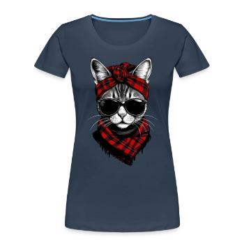 Cute Cat Mom Cat Lover Style - Women's Premium Organic T-Shirt - navy - Front - Mia (176cm)