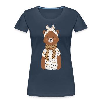 Drôle Maman Ours Mère Ours Ours Amoureux de l’Ours - T-shirt bio Premium Femme - bleu marine - Devant - Mia (176cm)