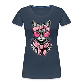 Cute Cat Mom Cat Lover Mom Style - Women's Premium Organic T-Shirt - navy - Front - Mia (176cm)