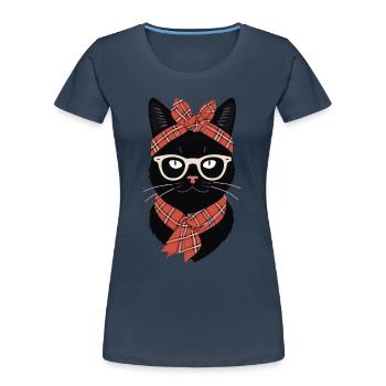Cute Cat Mom Cat Lover Mom Style - Women's Premium Organic T-Shirt - navy - Front - Mia (176cm)