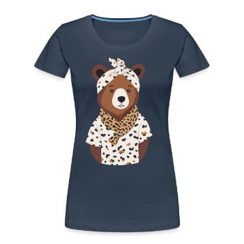 Funny Mama Bear Mother Bear Bear Lover - Women's Premium Organic T-Shirt - navy - Front - Mia (176cm)