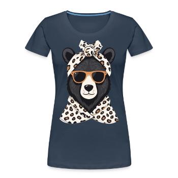 Funny Mama Bear Mother Bear Bear Lover - Women's Premium Organic T-Shirt - navy - Front - Mia (176cm)