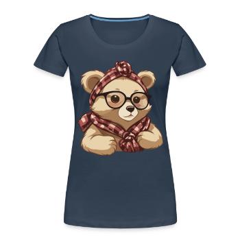 Funny Mama Bear Mother Bear Bear Lover - Women's Premium Organic T-Shirt - navy - Front - Mia (176cm)