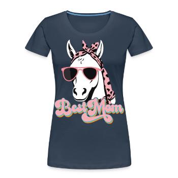 Mama Pferd Pferdeliebhaber Mutter Stilvolle Liebe - Frauen Premium Bio T-Shirt - Navy - Vorne - Mia (176cm)