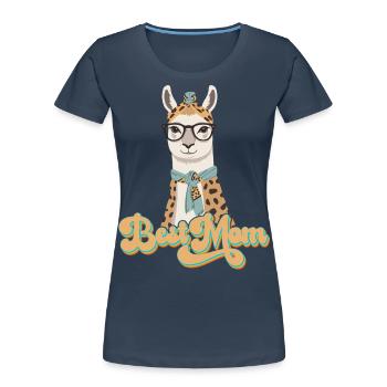 Llama Loving Mom Funny Mom Design - Women's Premium Organic T-Shirt - navy - Front - Mia (176cm)
