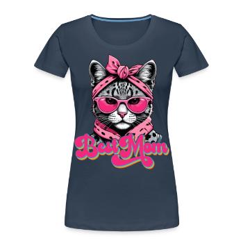 Best Mom Cute Cat Mom Style - Women's Premium Organic T-Shirt - navy - Front - Mia (176cm)