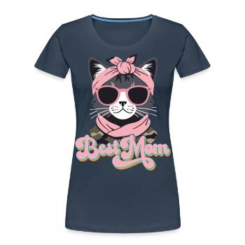 Cat Mom With Style Best Mom Cute Cat - Women's Premium Organic T-Shirt - navy - Front - Mia (176cm)