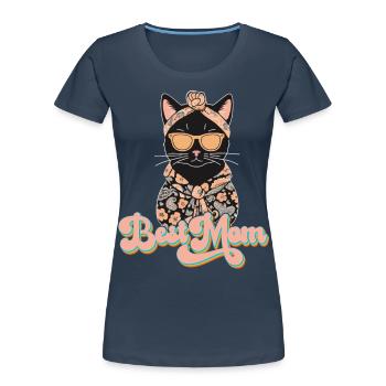 Meilleure Maman Chat Mignon Maman Élégant - T-shirt bio Premium Femme - bleu marine - Devant - Mia (176cm)