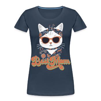 Meilleure Maman Chat Mignon Maman Élégant - T-shirt bio Premium Femme - bleu marine - Devant - Mia (176cm)