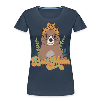 Drôle Capymama Capybara Mère Design - T-shirt bio Premium Femme - bleu marine - Devant - Mia (176cm)