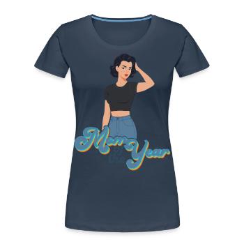 Mutter des Jahres Lustige Mutti Stolze Mama Design - Frauen Premium Bio T-Shirt - Navy - Vorne - Mia (176cm)