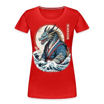 Dragon Anime Fan Japanese Style Vintage - Women's Premium Organic T-Shirt - navy - Front - Mia (176cm)