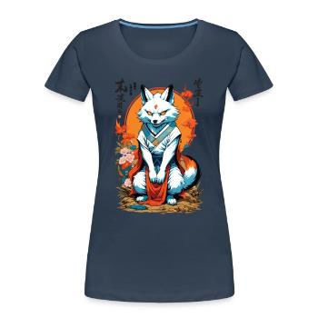 Japanese Kitsune Mask Anime Kawaii Fox Ghost - Women's Premium Organic T-Shirt - navy - Front - Mia (176cm)