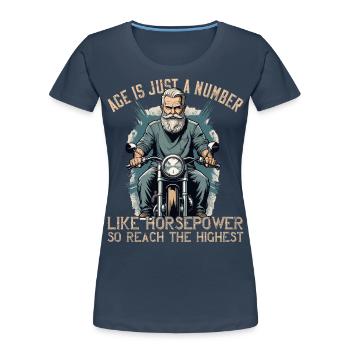 Funny Biker Grandpa Vintage Motorcycle Retro Style - Women's Premium Organic T-Shirt - navy - Front - Mia (176cm)